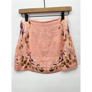 Zimmermann Pink Floral Linen Mini Skirt Size 0